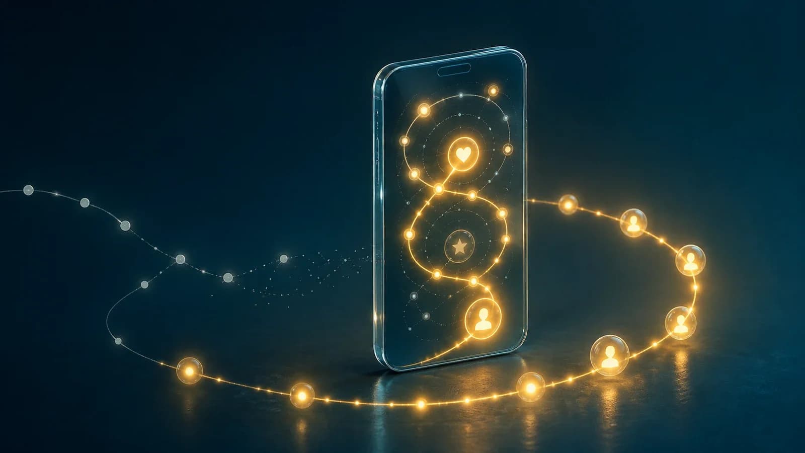 Abstract mobile product feedback loop illustrating user retention